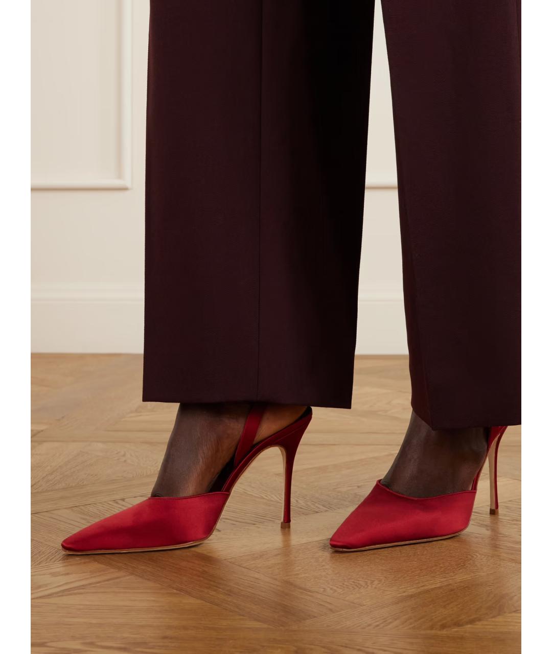 MANOLO BLAHNIK Красные текстильные туфли, фото 3