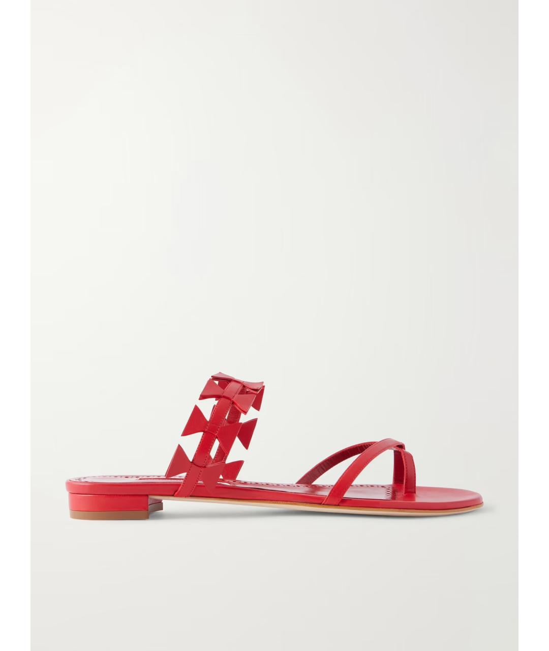 MANOLO BLAHNIK Красные кожаные сандалии, фото 7