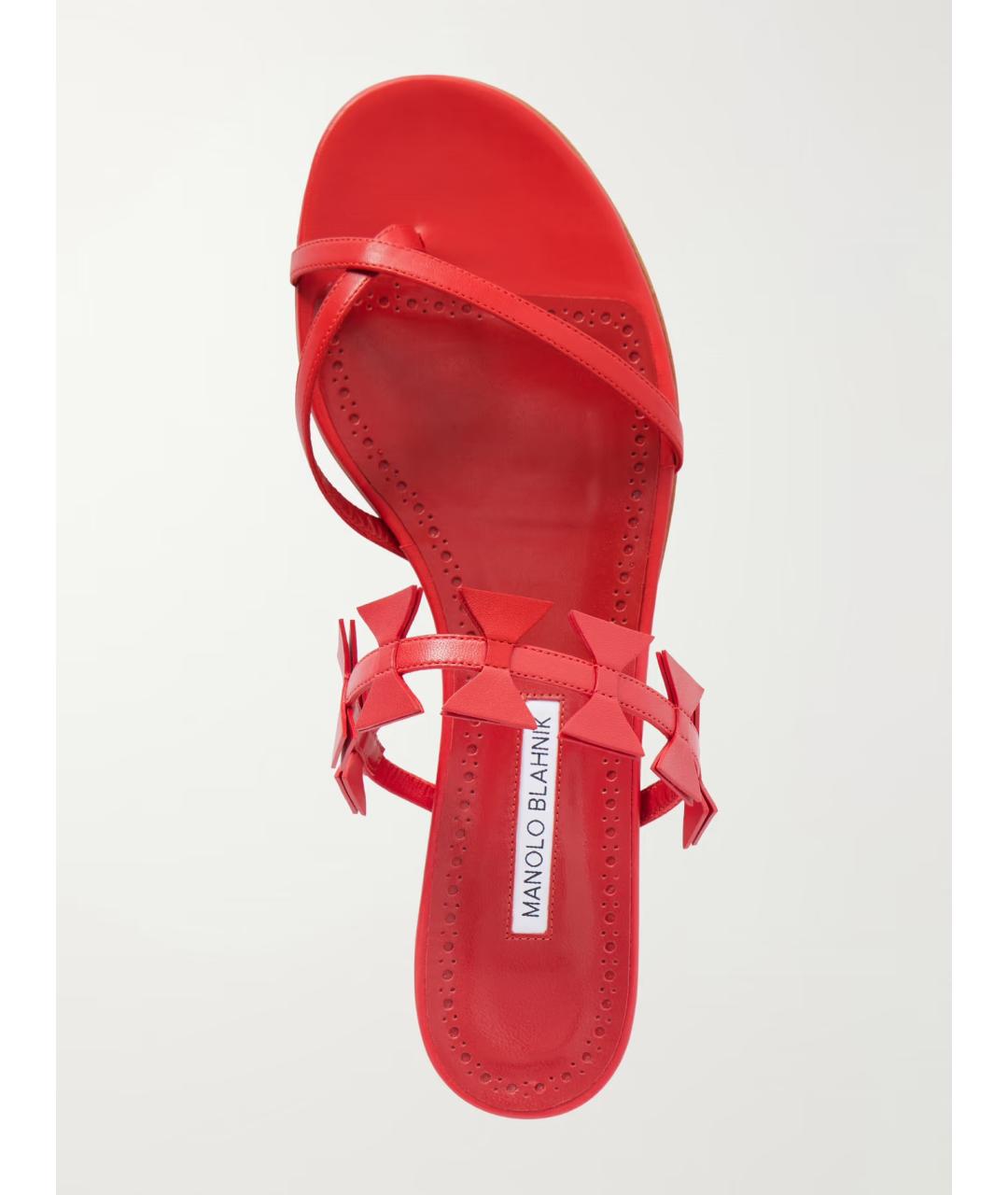 MANOLO BLAHNIK Красные кожаные сандалии, фото 4