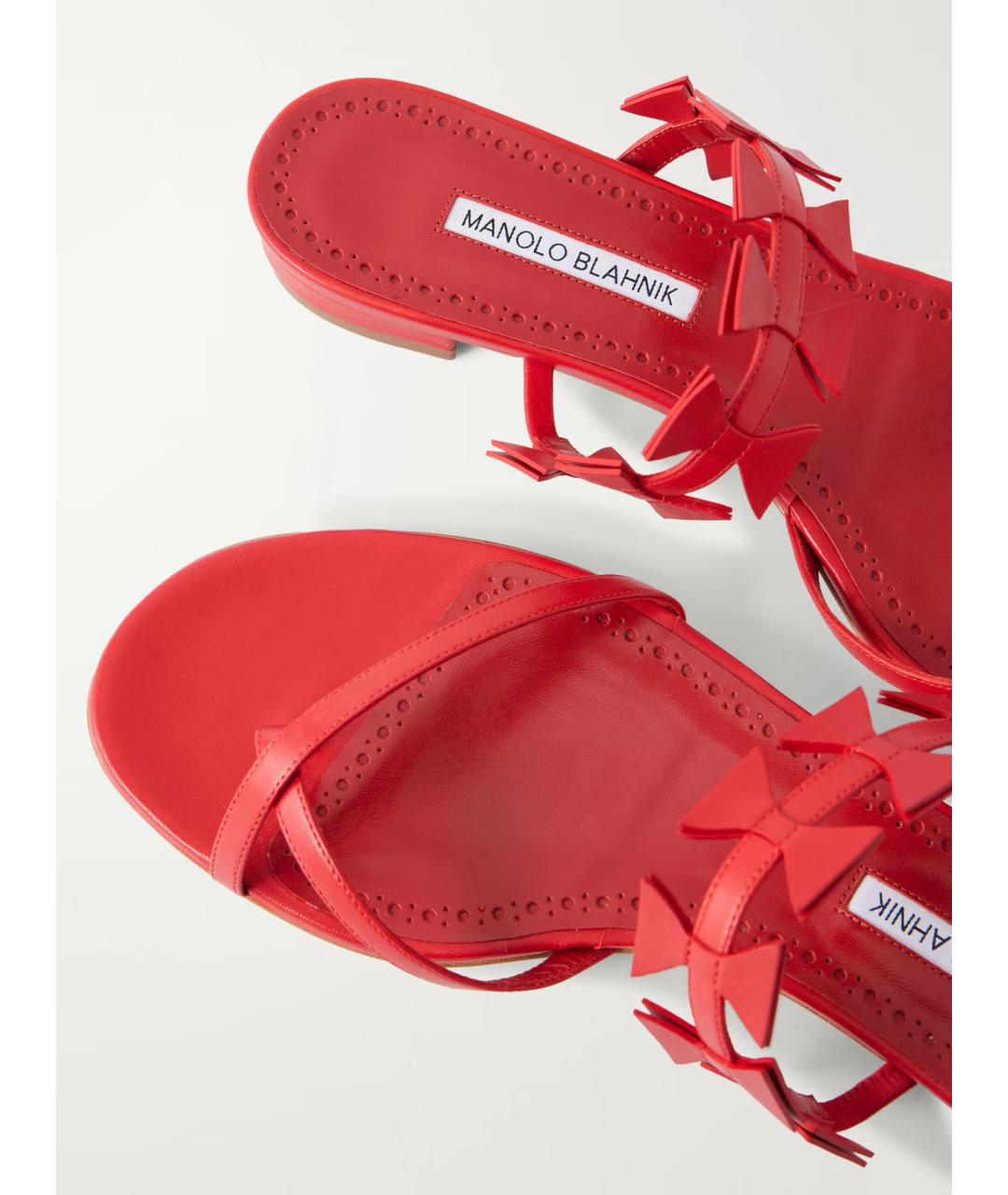 MANOLO BLAHNIK Красные кожаные сандалии, фото 5