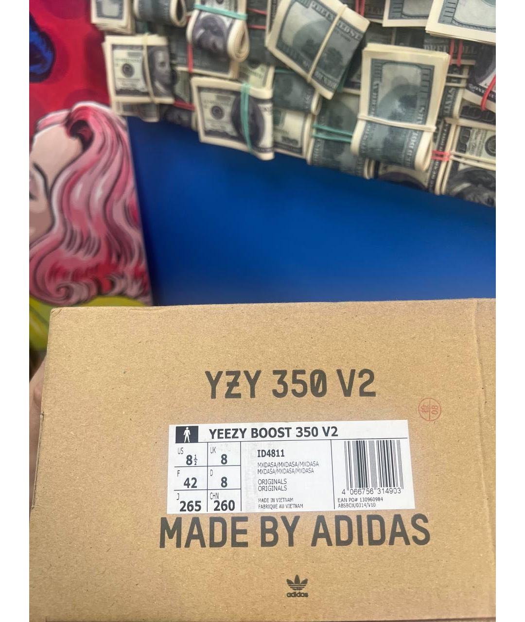 ADIDAS YEEZY Черные текстильные низкие кроссовки / кеды, фото 4