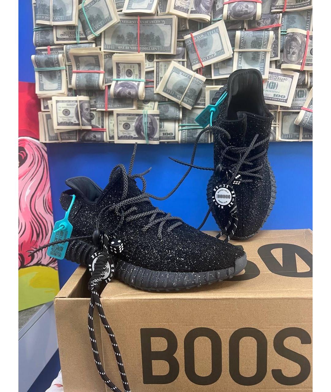 ADIDAS YEEZY Черные текстильные низкие кроссовки / кеды, фото 5