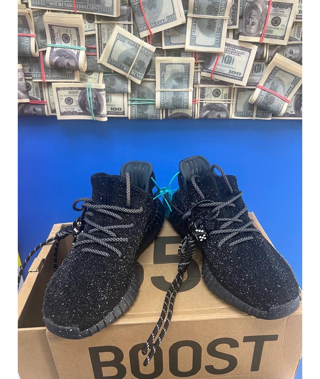 ADIDAS YEEZY Черные текстильные низкие кроссовки / кеды, фото 2