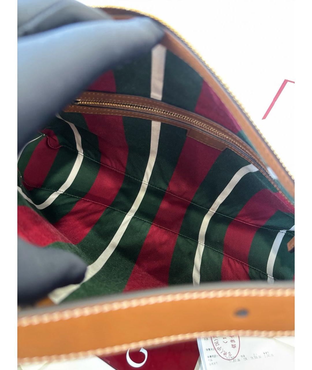 GUCCI Коричневая сумка с короткими ручками из канвы, фото 6