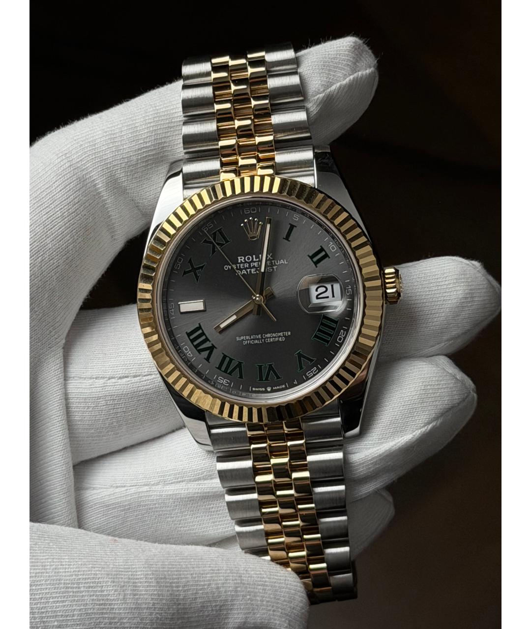 ROLEX Серые часы из желтого золота, фото 2