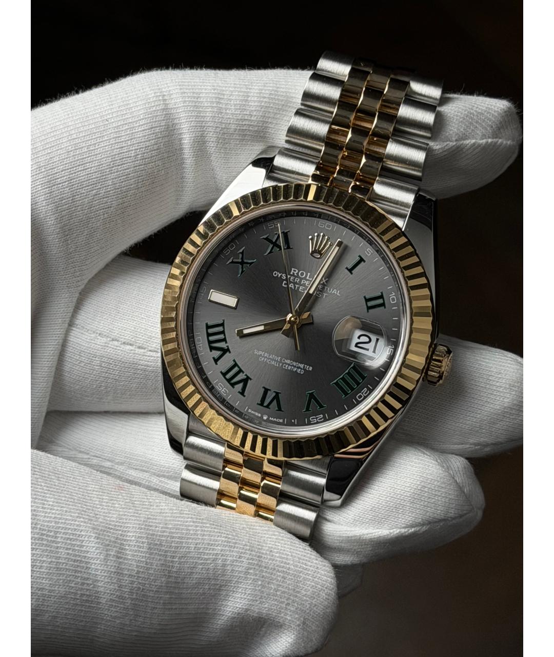 ROLEX Серые часы из желтого золота, фото 3