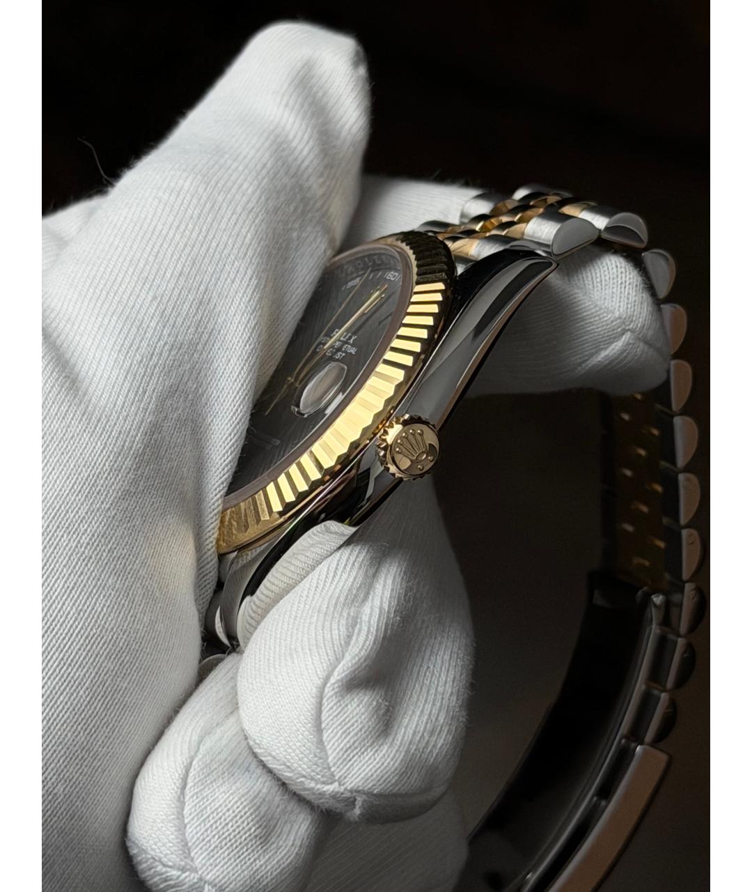 ROLEX Серые часы из желтого золота, фото 4