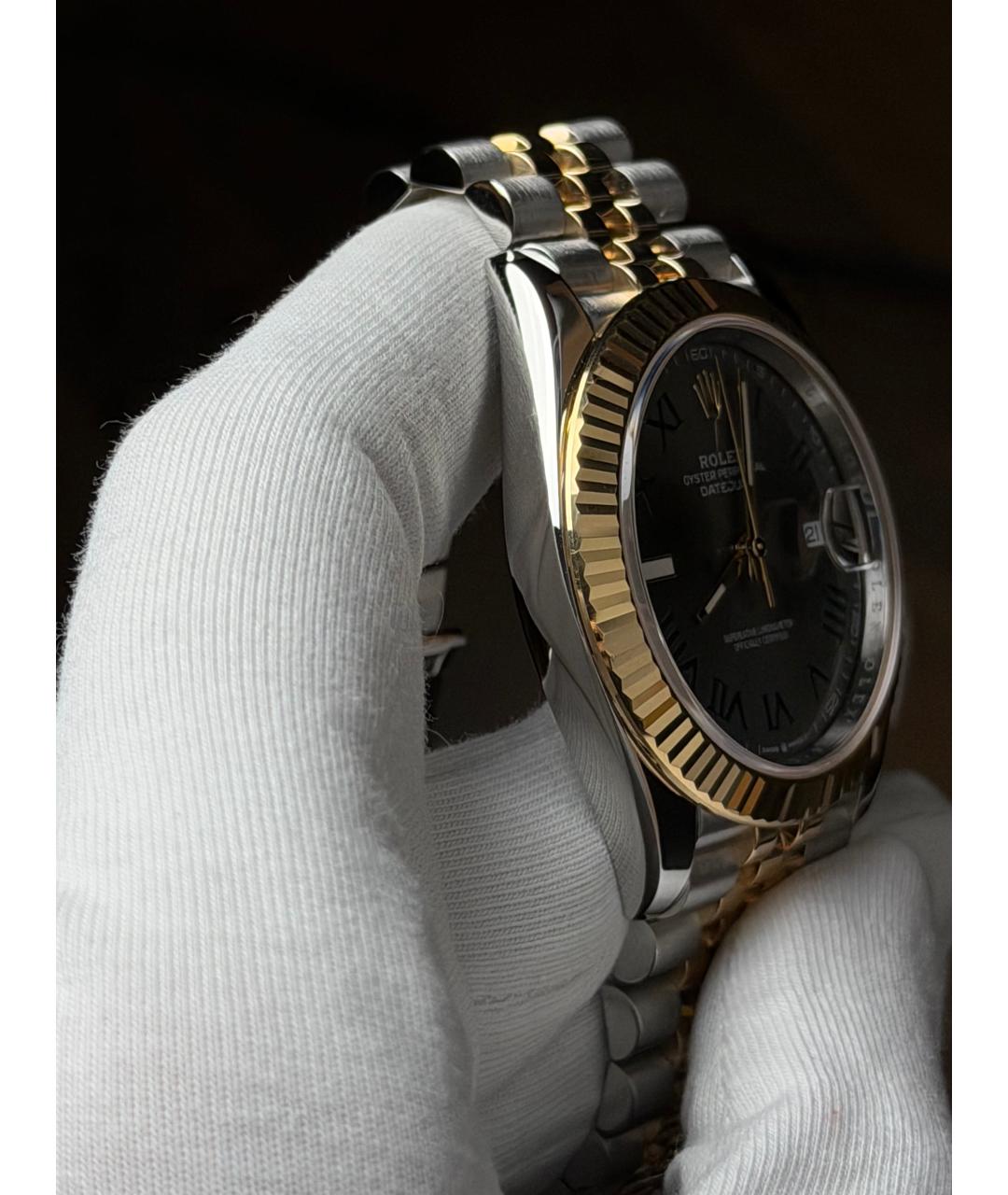 ROLEX Серые часы из желтого золота, фото 5