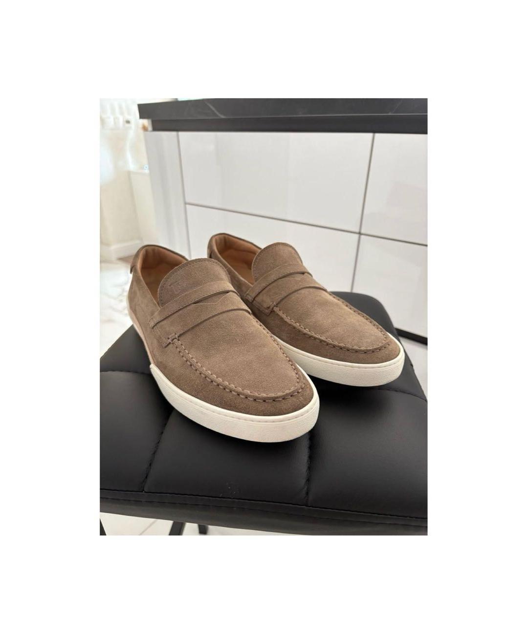 TOD'S Бежевые замшевые лоферы, фото 3