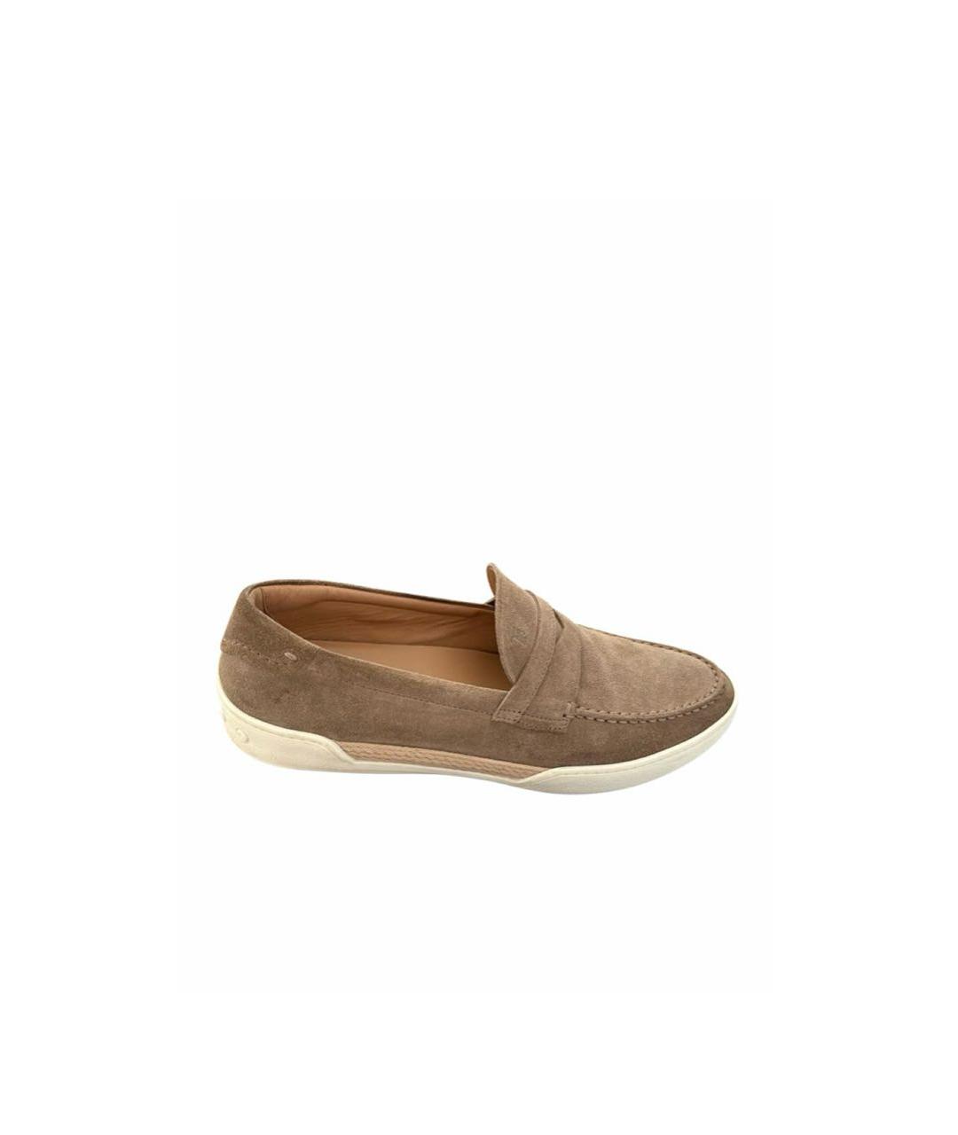 TOD'S Бежевые замшевые лоферы, фото 4