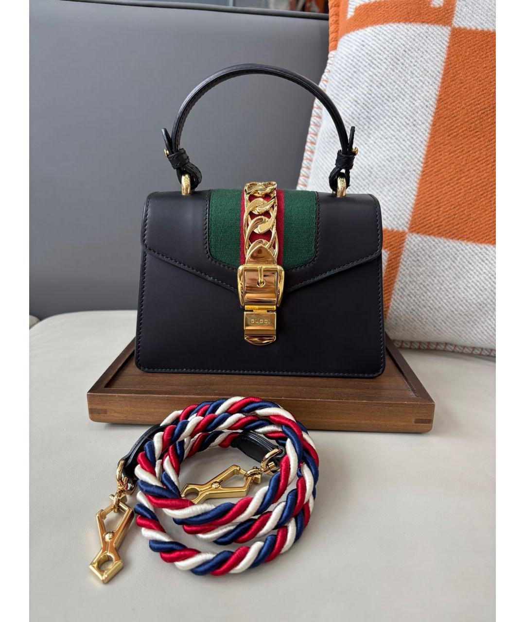 GUCCI Черная кожаная сумка с короткими ручками, фото 9