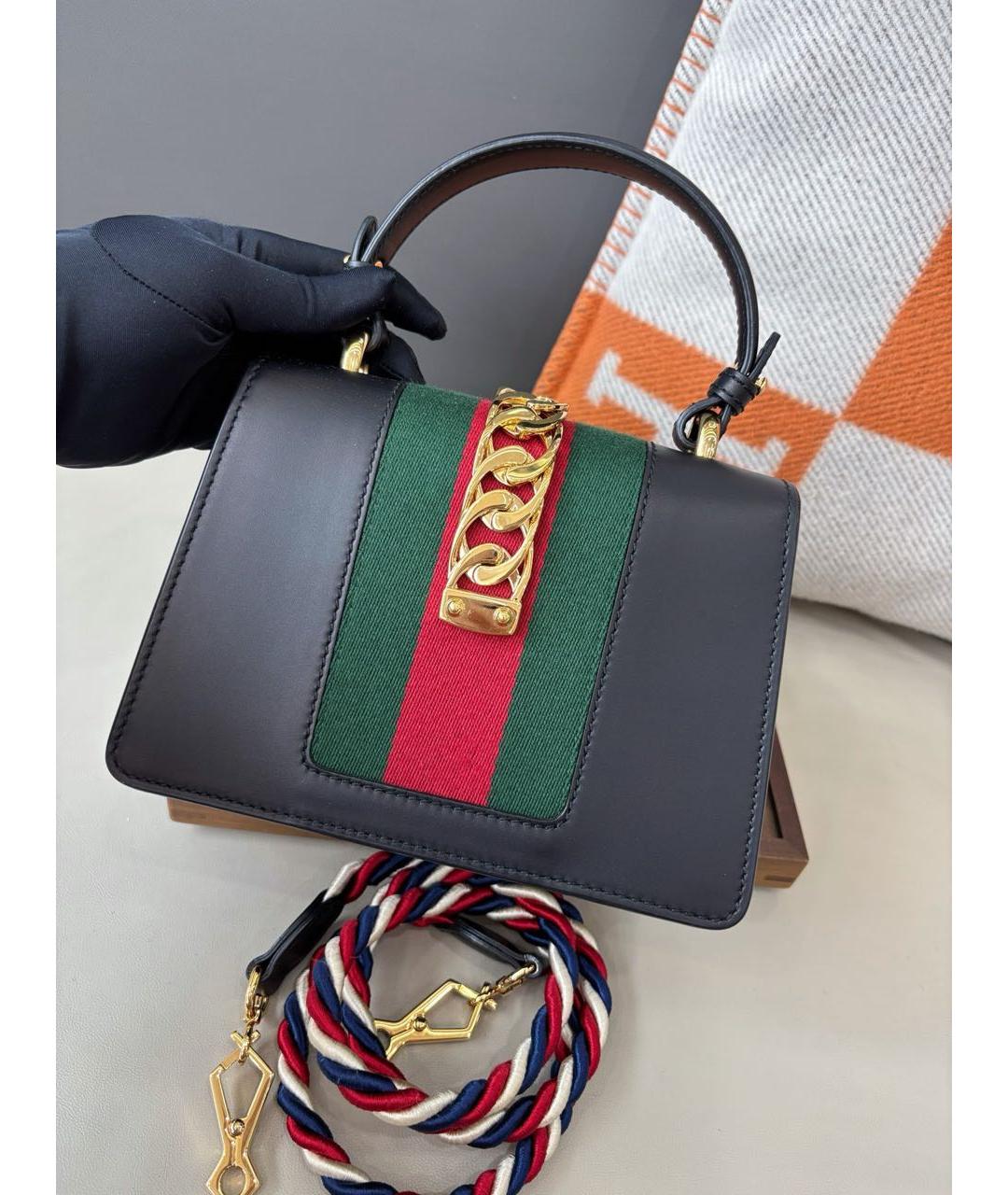 GUCCI Черная кожаная сумка с короткими ручками, фото 4