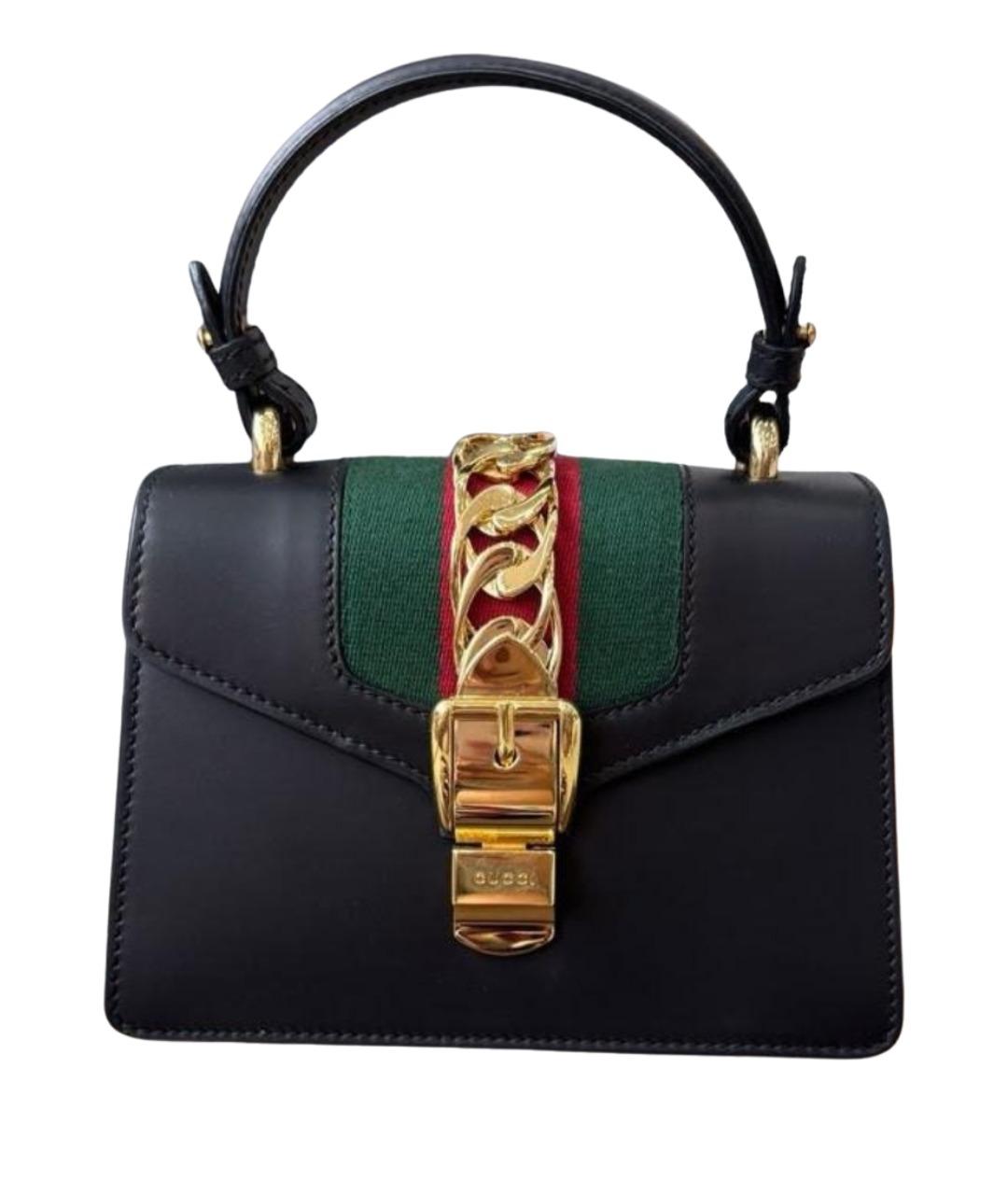 GUCCI Черная кожаная сумка с короткими ручками, фото 1