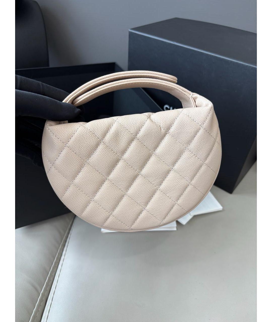CHANEL Бежевая кожаная сумка через плечо, фото 4