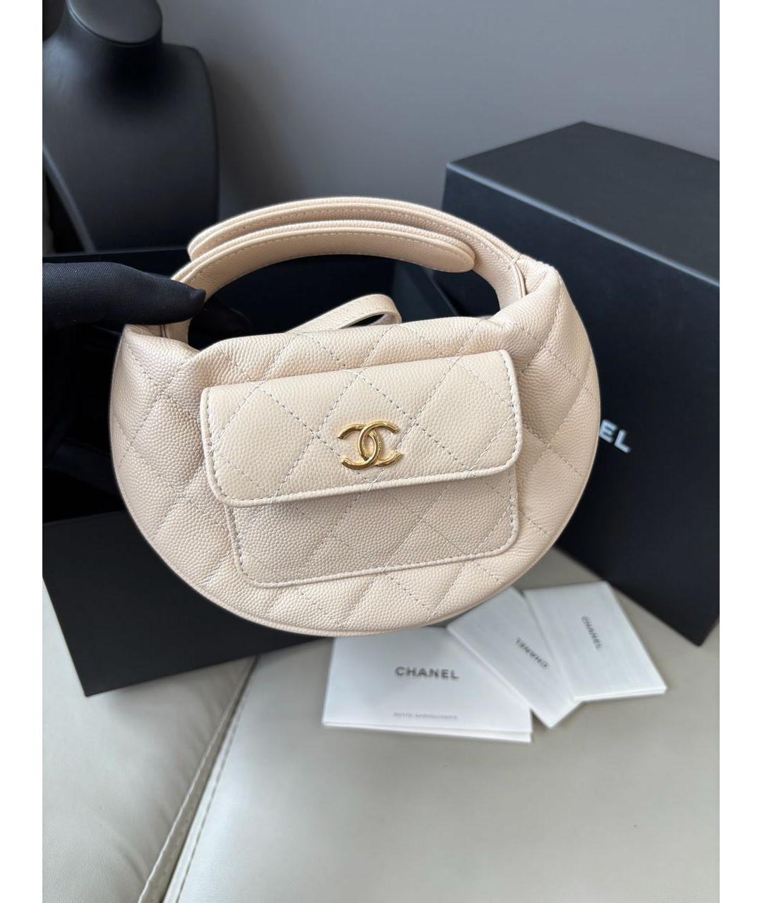 CHANEL Бежевая кожаная сумка через плечо, фото 2