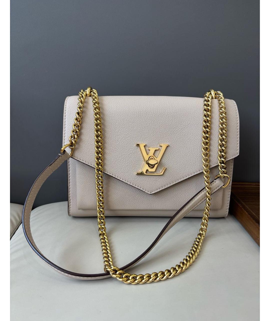LOUIS VUITTON Бежевая кожаная сумка через плечо, фото 9