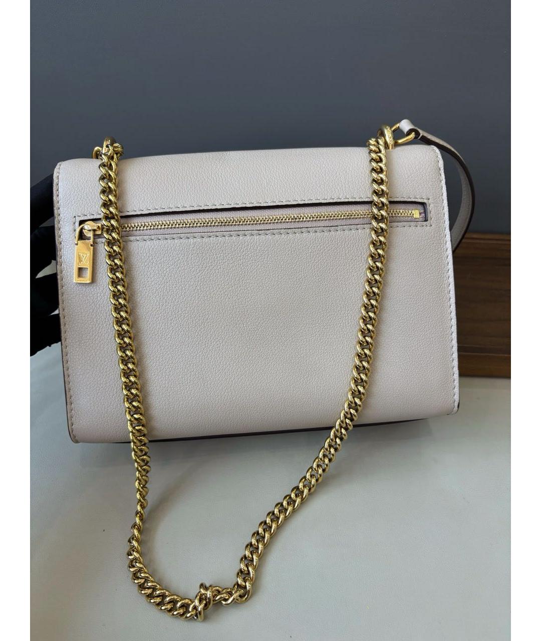 LOUIS VUITTON Бежевая кожаная сумка через плечо, фото 3