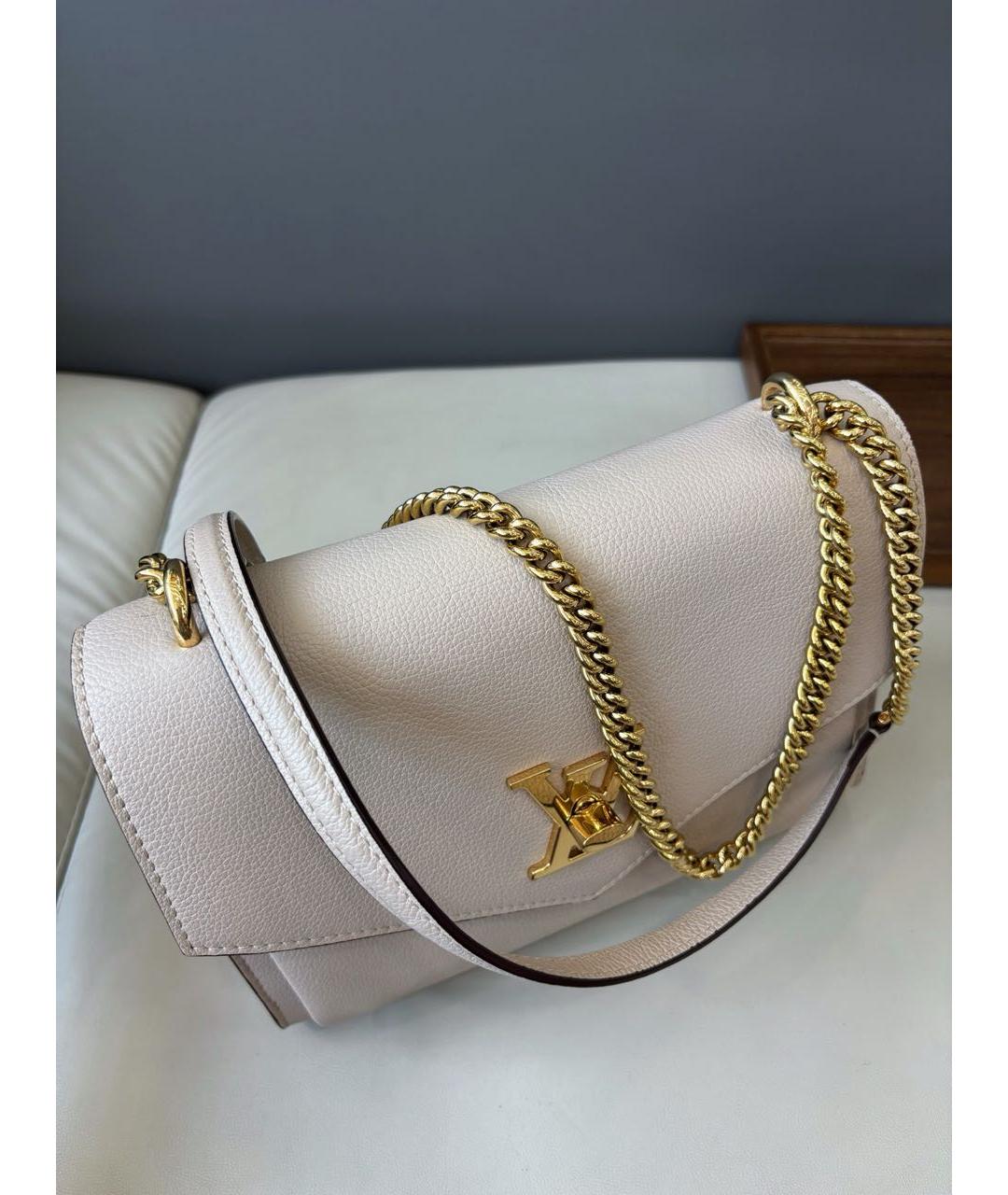 LOUIS VUITTON Бежевая кожаная сумка через плечо, фото 5
