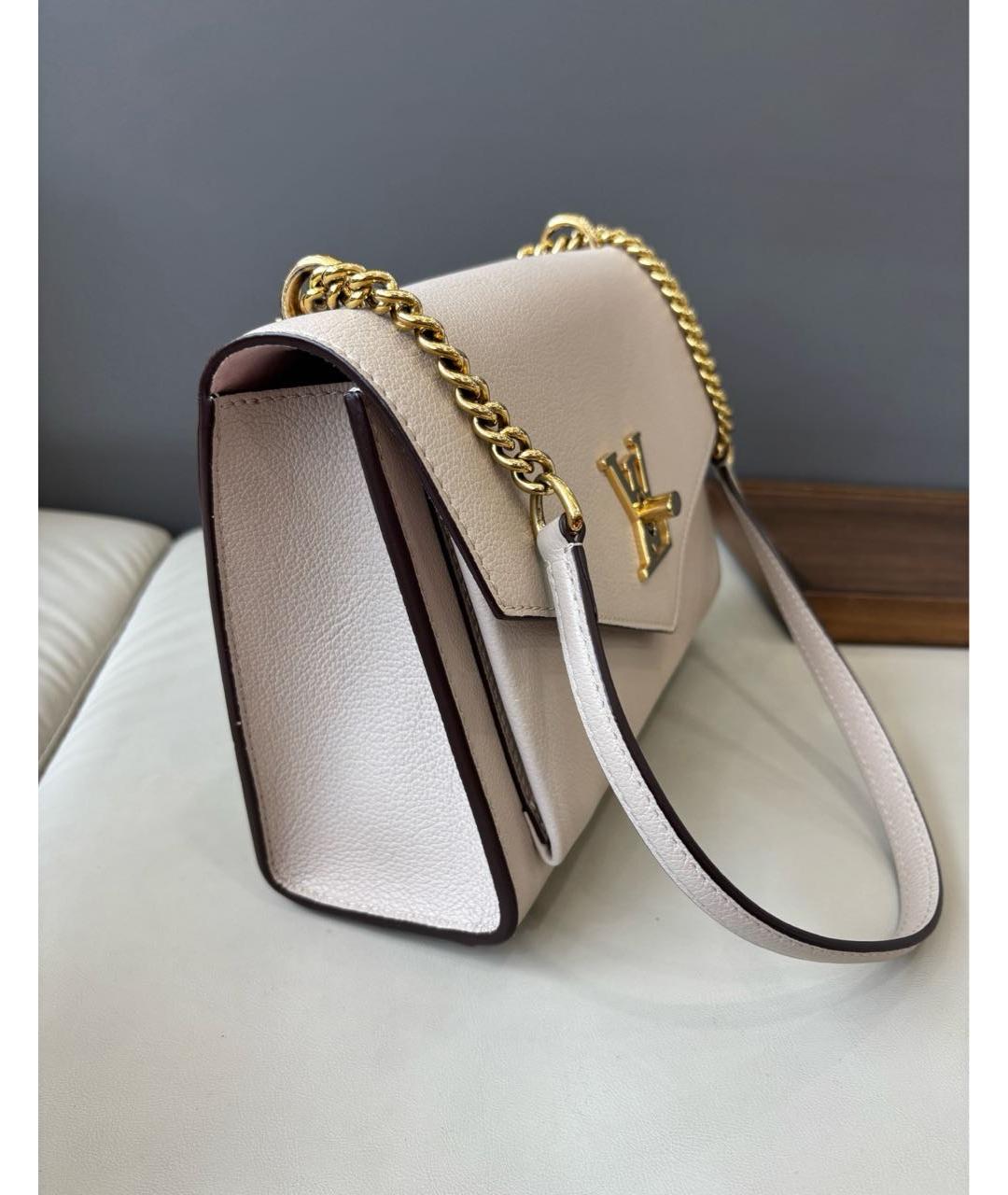 LOUIS VUITTON Бежевая кожаная сумка через плечо, фото 4