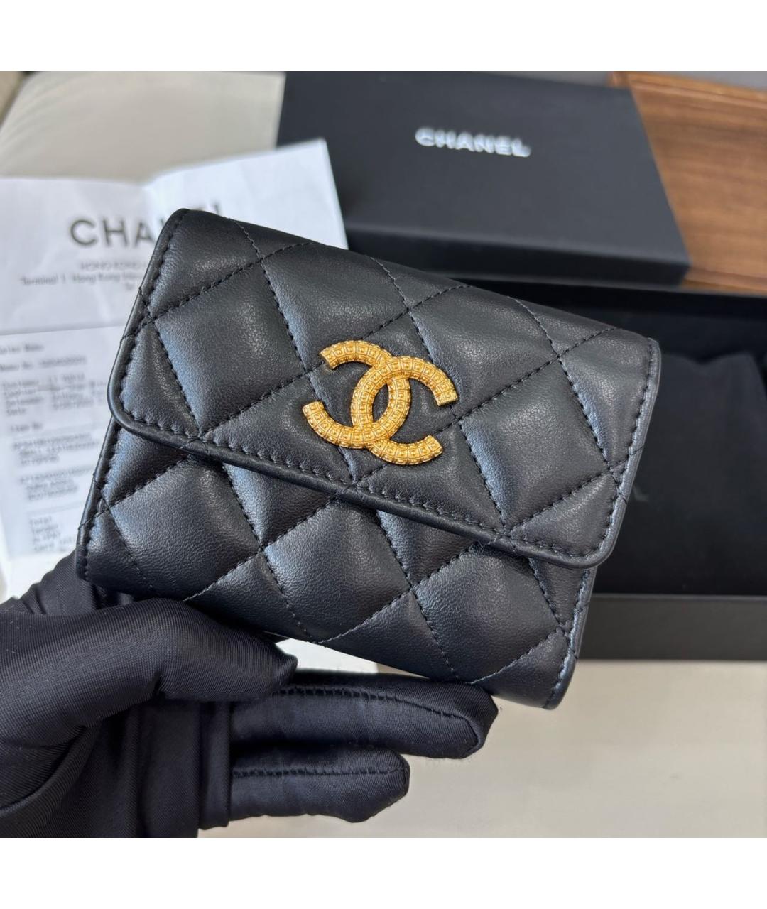 CHANEL Черный кожаный кошелек, фото 2