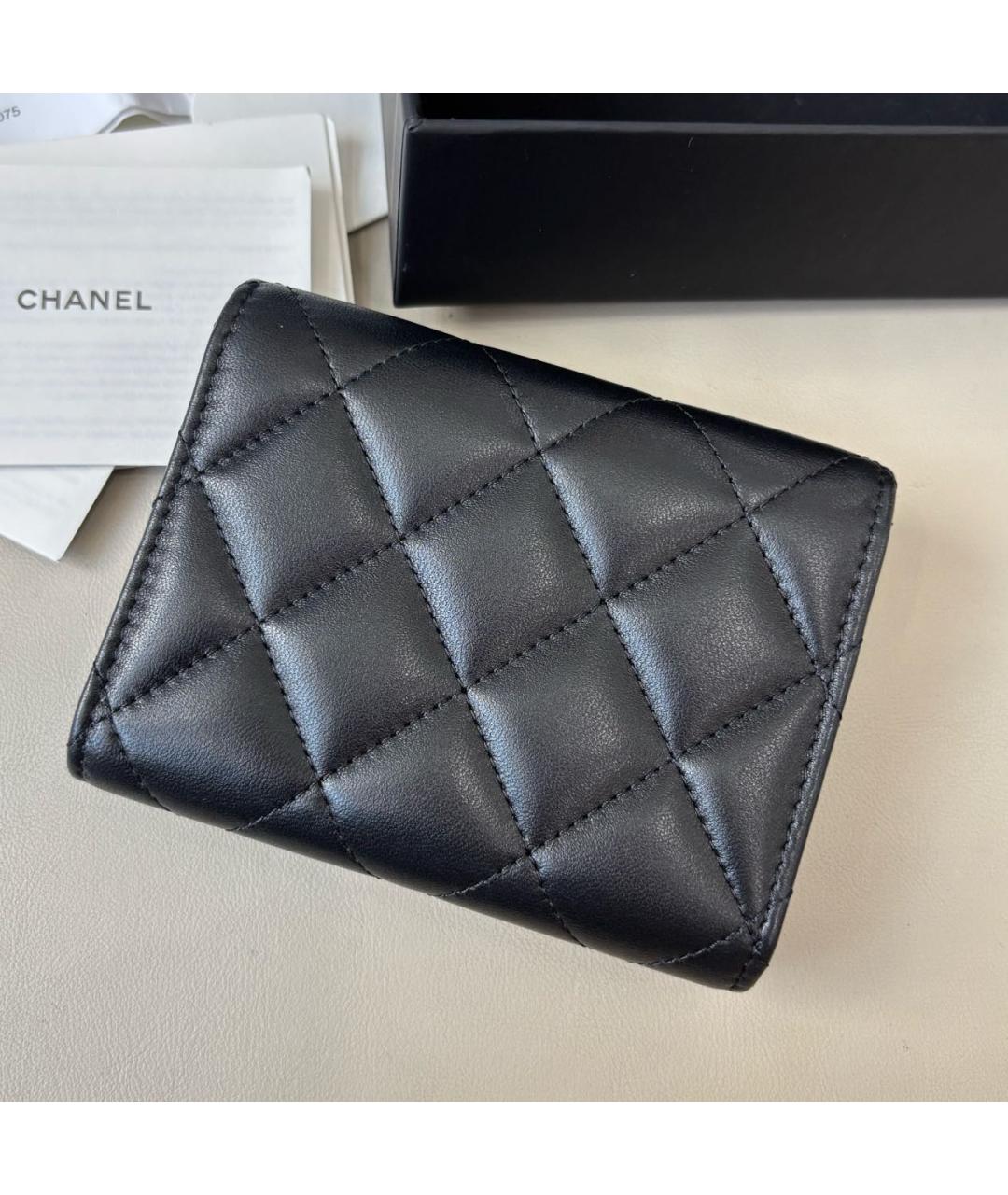 CHANEL Черный кожаный кошелек, фото 3