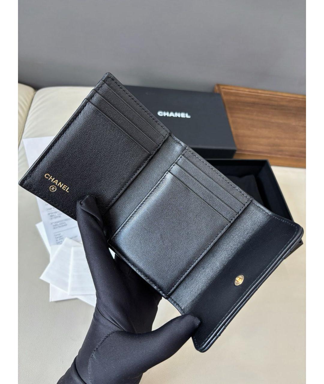 CHANEL Черный кожаный кошелек, фото 5