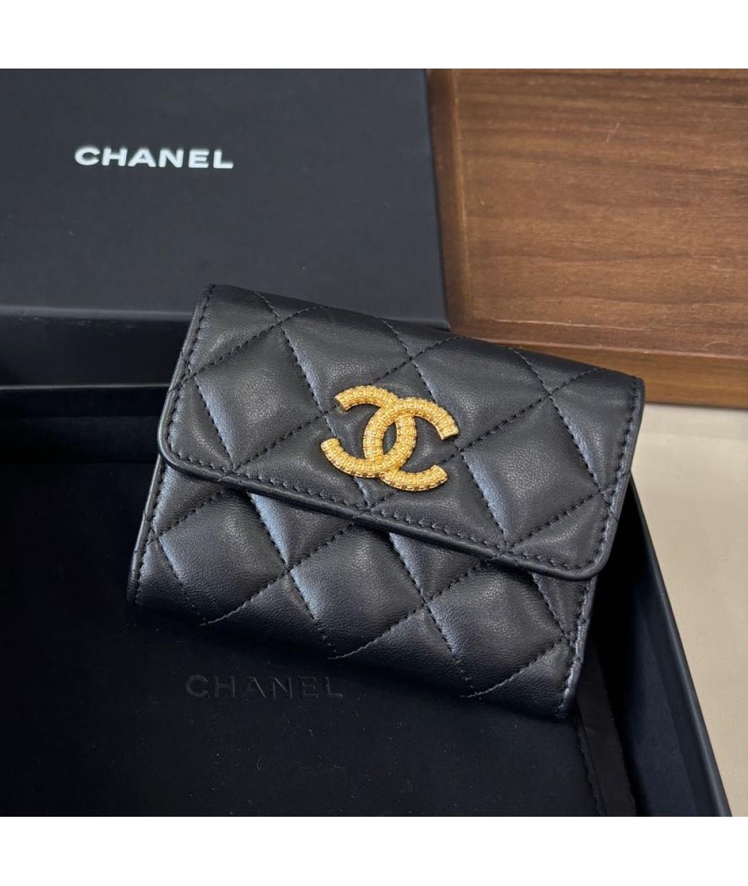 CHANEL Черный кожаный кошелек, фото 7