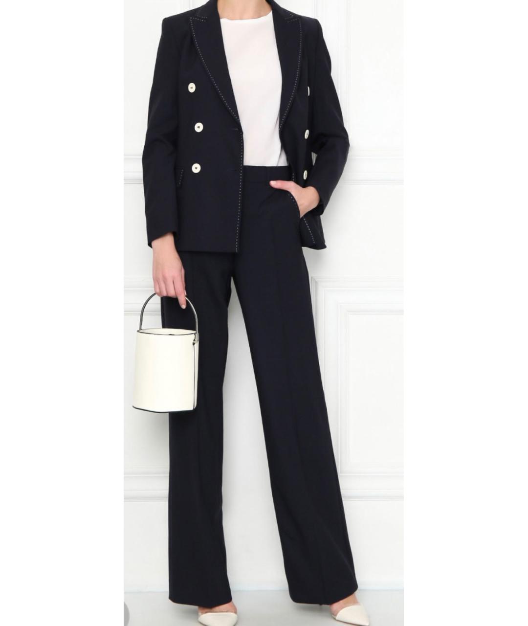 WEEKEND MAX MARA Синий шерстяной костюм с брюками, фото 4