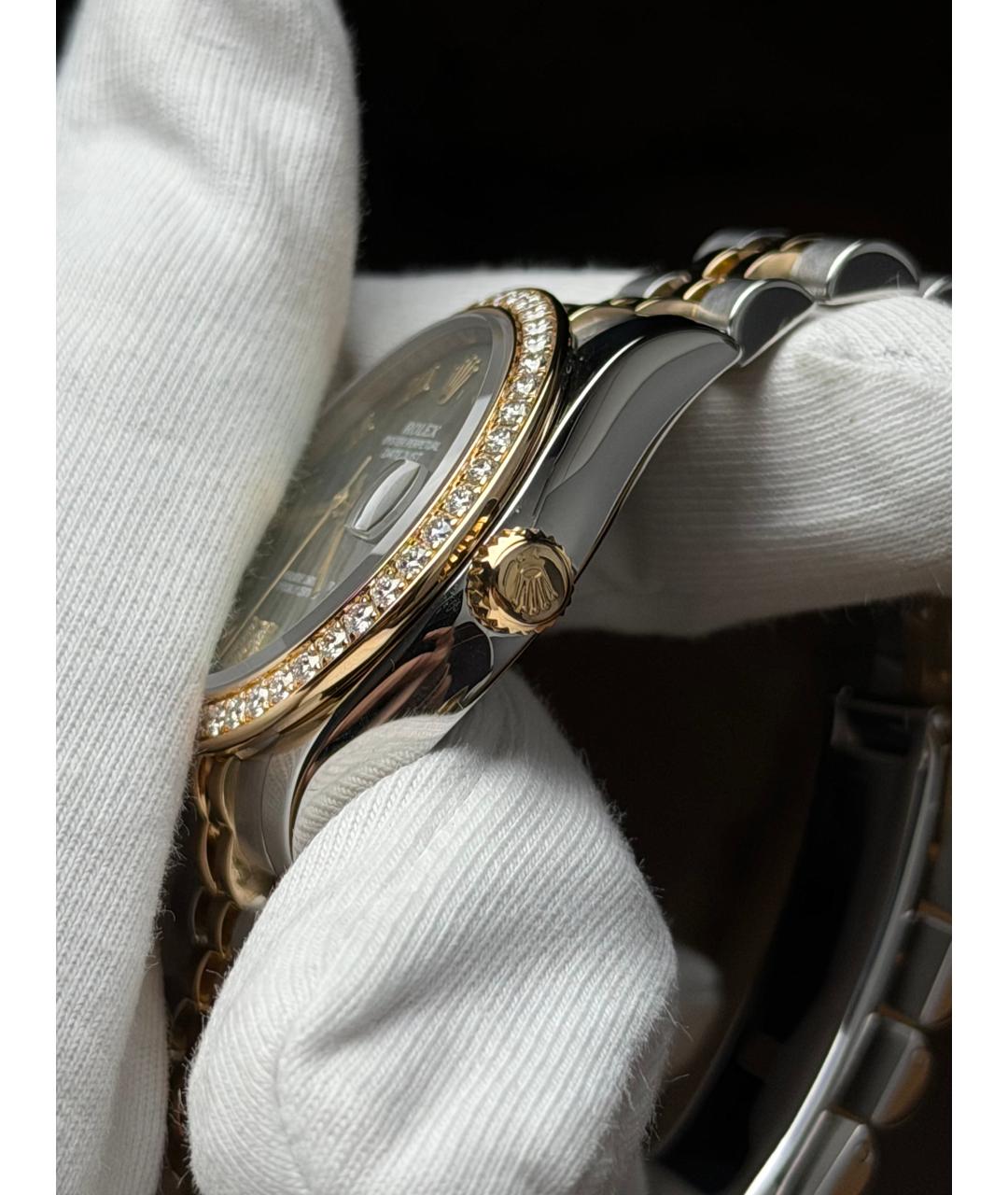 ROLEX Зеленые часы из желтого золота, фото 4