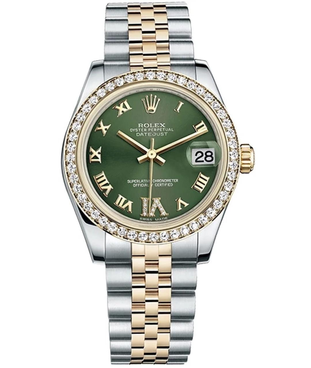 ROLEX Зеленые часы из желтого золота, фото 1