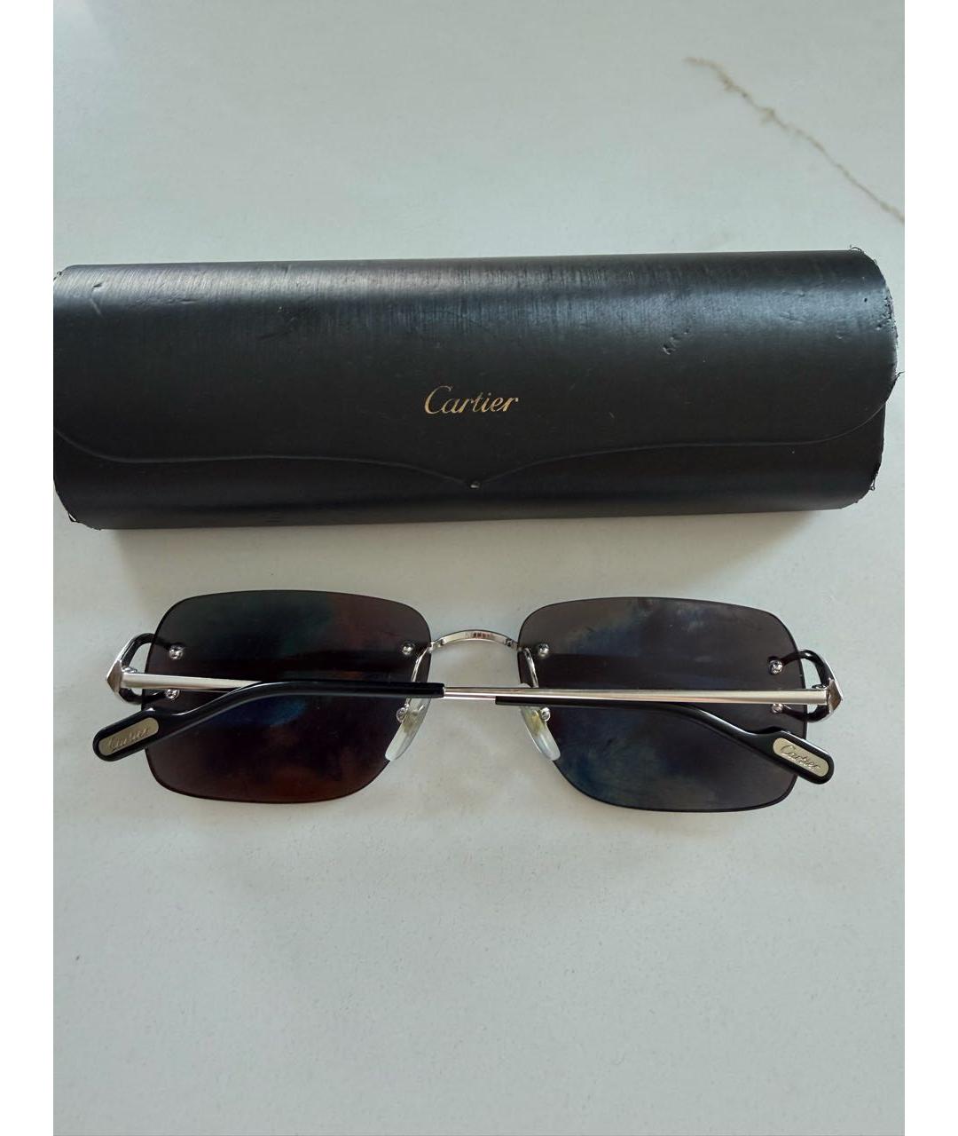 CARTIER Черные металлические солнцезащитные очки, фото 6