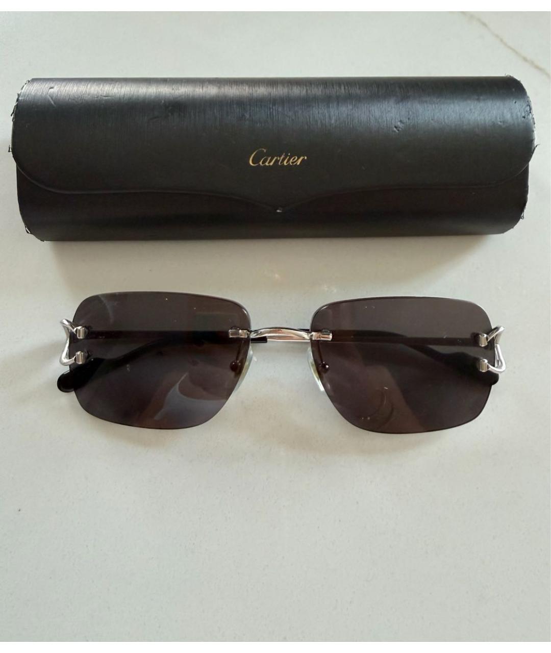 CARTIER Черные металлические солнцезащитные очки, фото 7