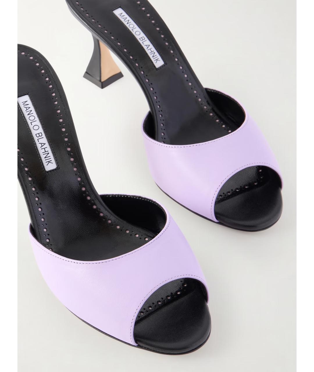 MANOLO BLAHNIK Фиолетовые кожаные мюли, фото 4