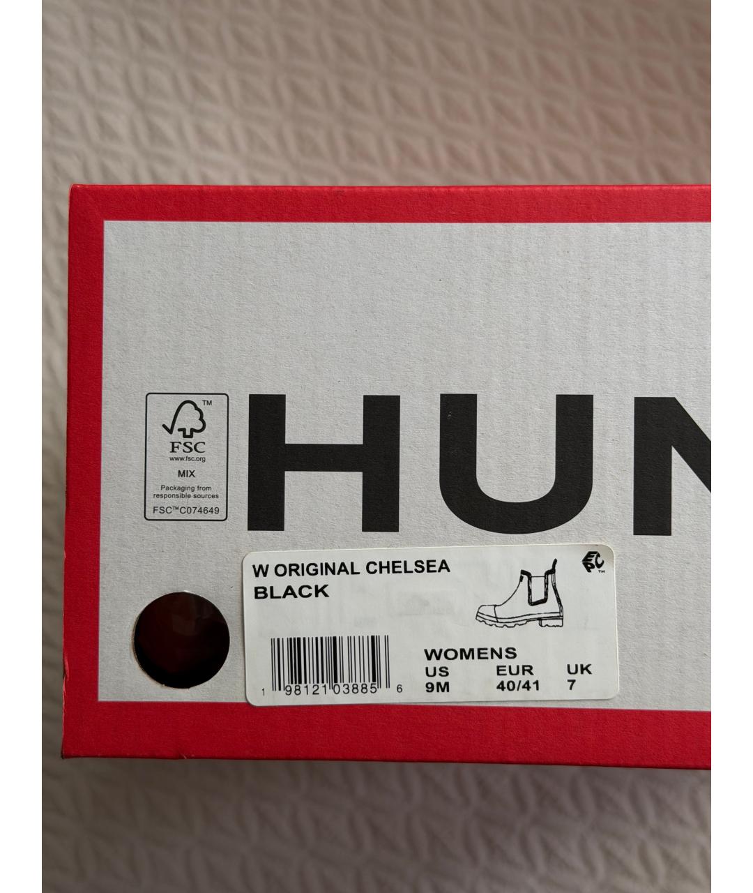 HUNTER Черные резиновые ботинки, фото 4