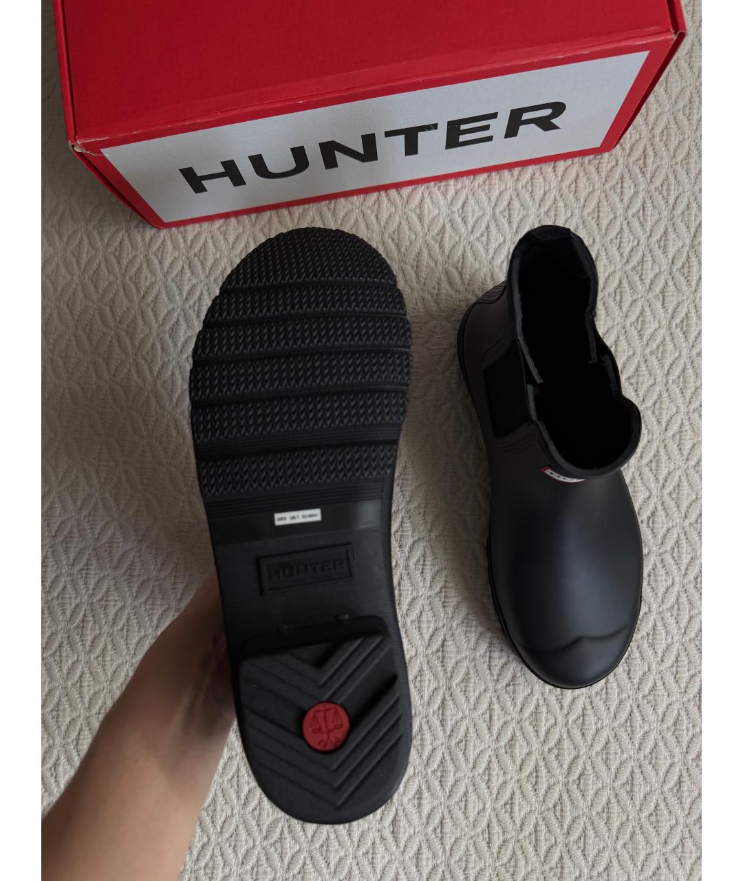 HUNTER Черные резиновые ботинки, фото 6
