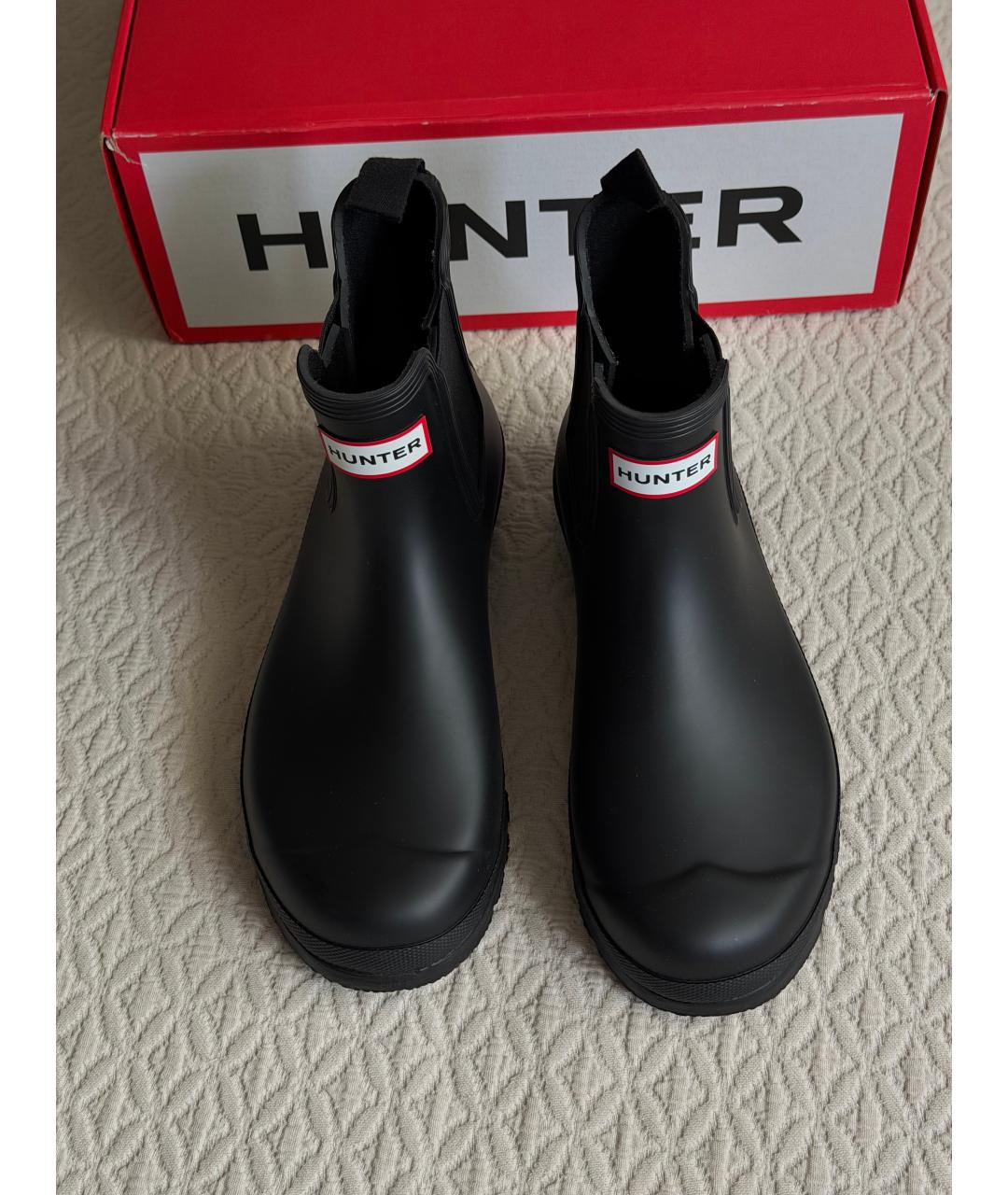 HUNTER Черные резиновые ботинки, фото 3