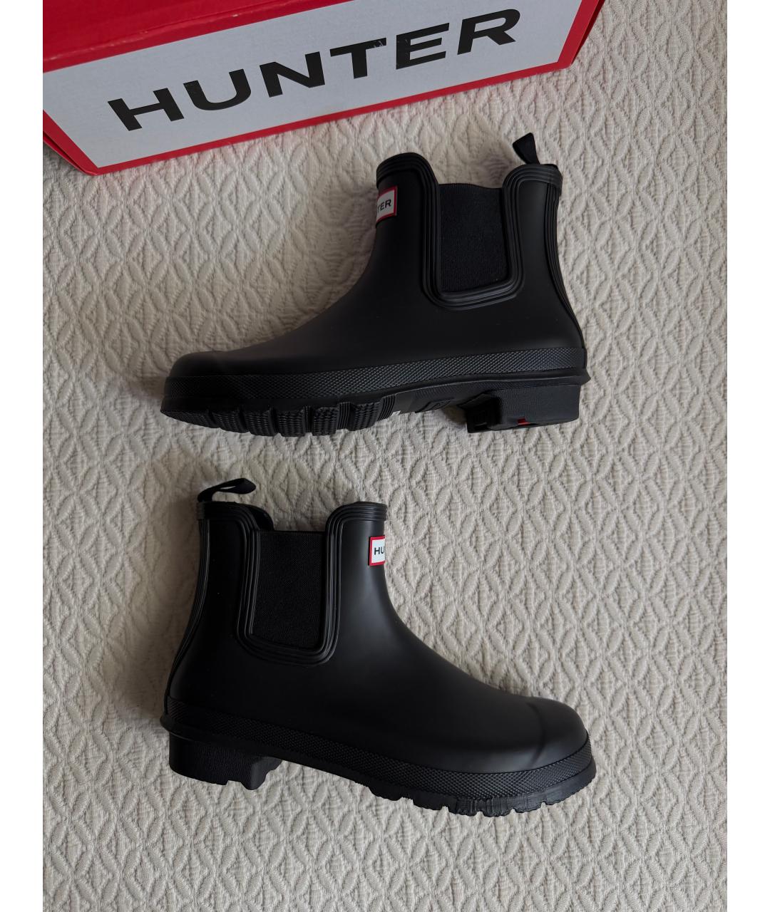 HUNTER Черные резиновые ботинки, фото 5