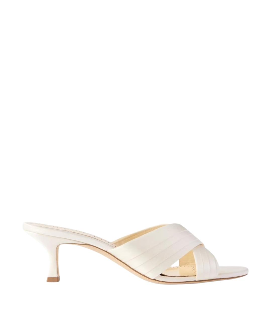 MANOLO BLAHNIK Белые текстильные мюли, фото 1