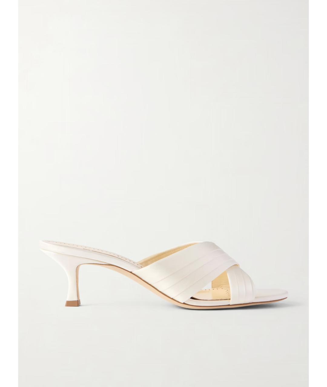 MANOLO BLAHNIK Белые текстильные мюли, фото 6