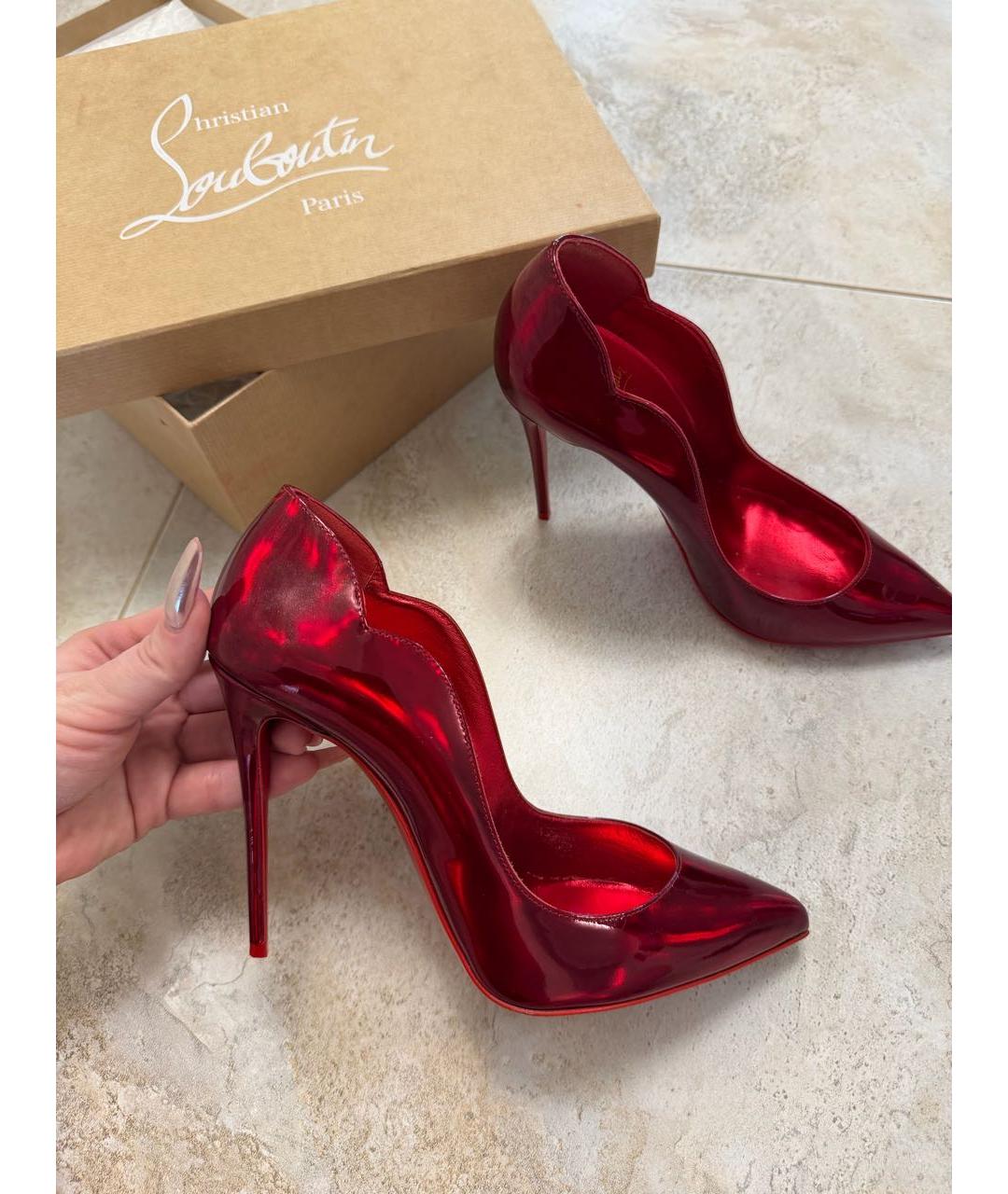 CHRISTIAN LOUBOUTIN Красные туфли из лакированной кожи, фото 9