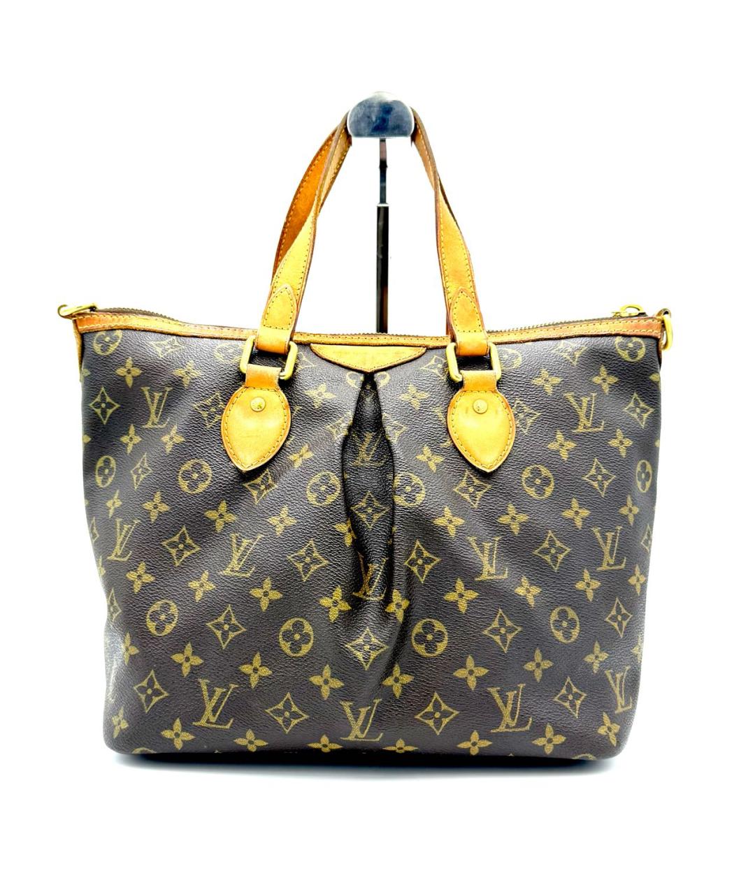 LOUIS VUITTON Коричневая кожаная сумка с короткими ручками, фото 4