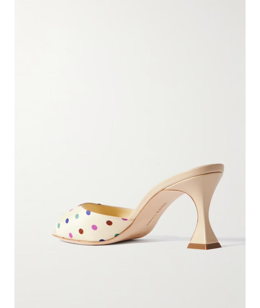 MANOLO BLAHNIK Бежевые текстильные мюли, фото 3