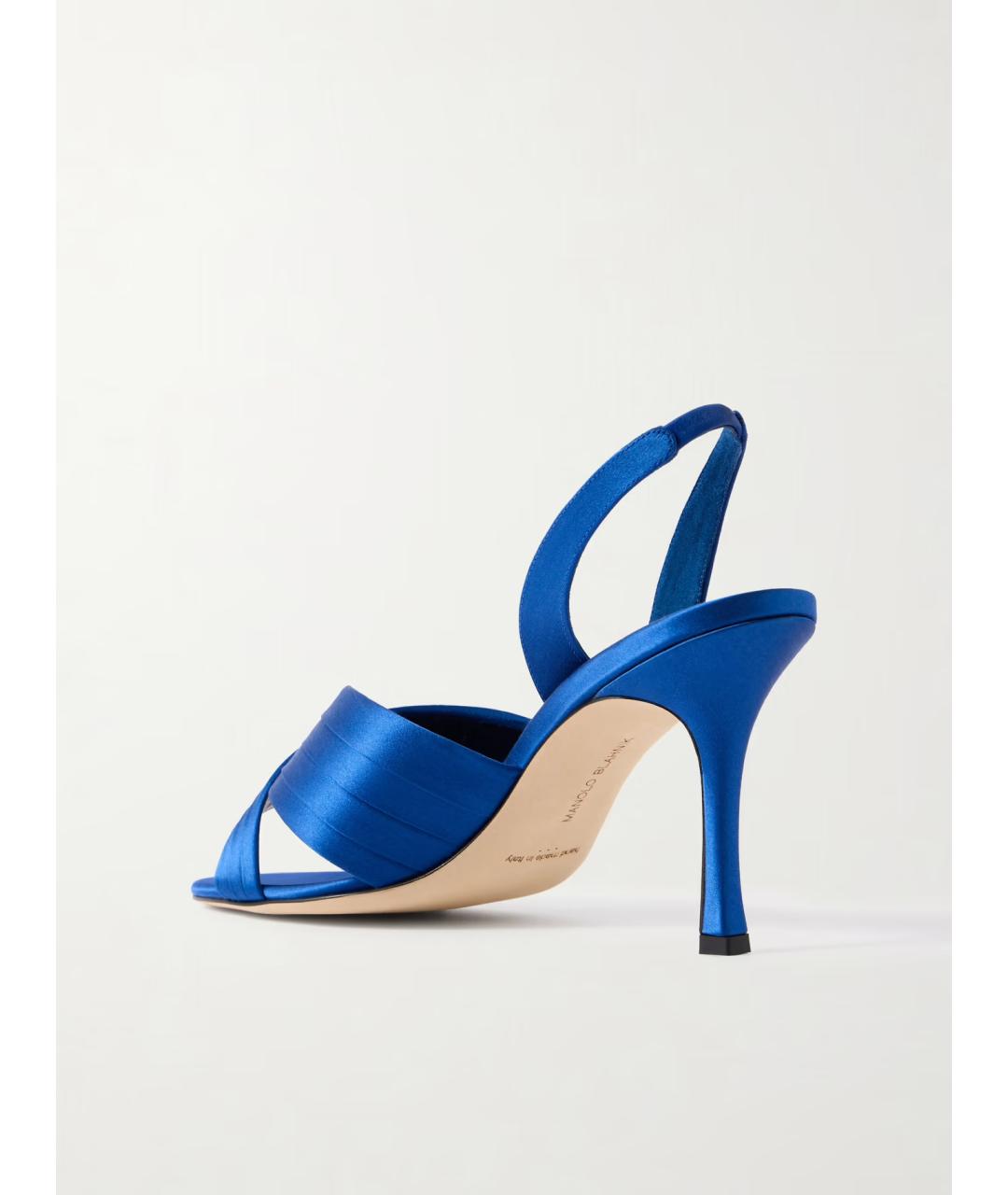 MANOLO BLAHNIK Синие текстильные мюли, фото 5
