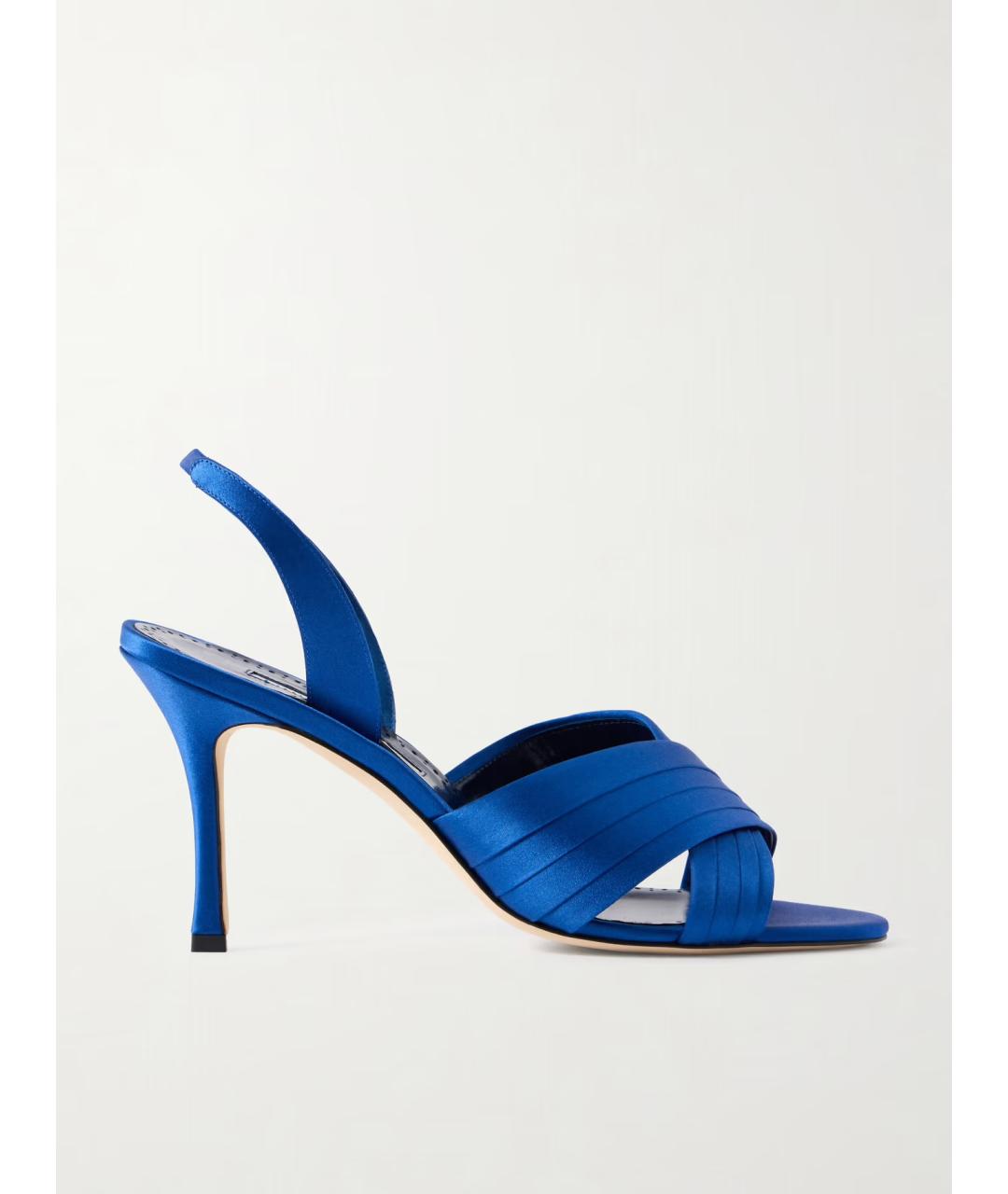 MANOLO BLAHNIK Синие текстильные мюли, фото 6