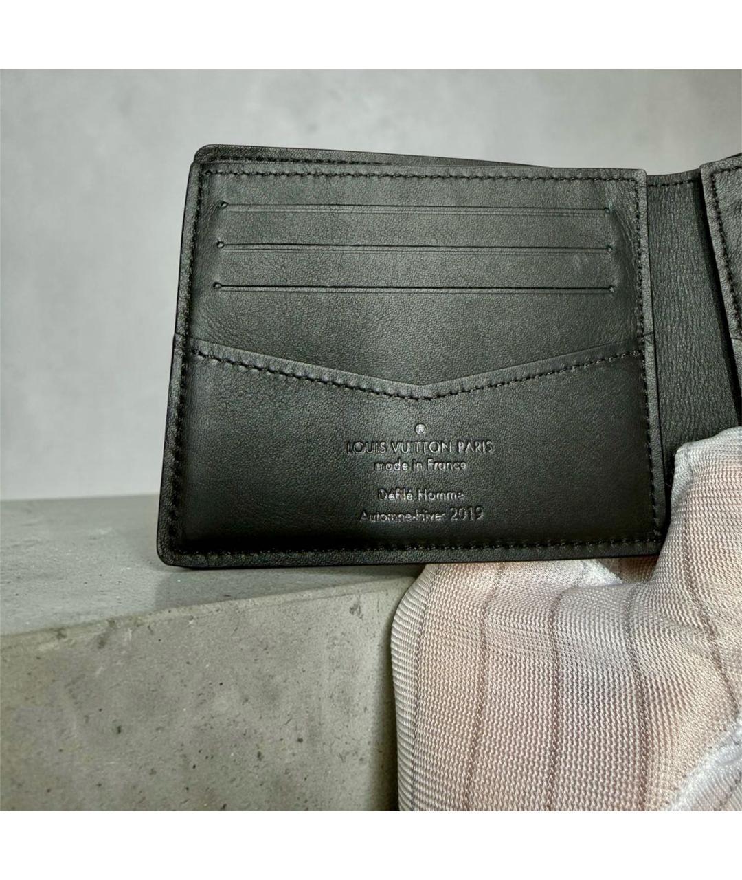 LOUIS VUITTON Черный кожаный кошелек, фото 4