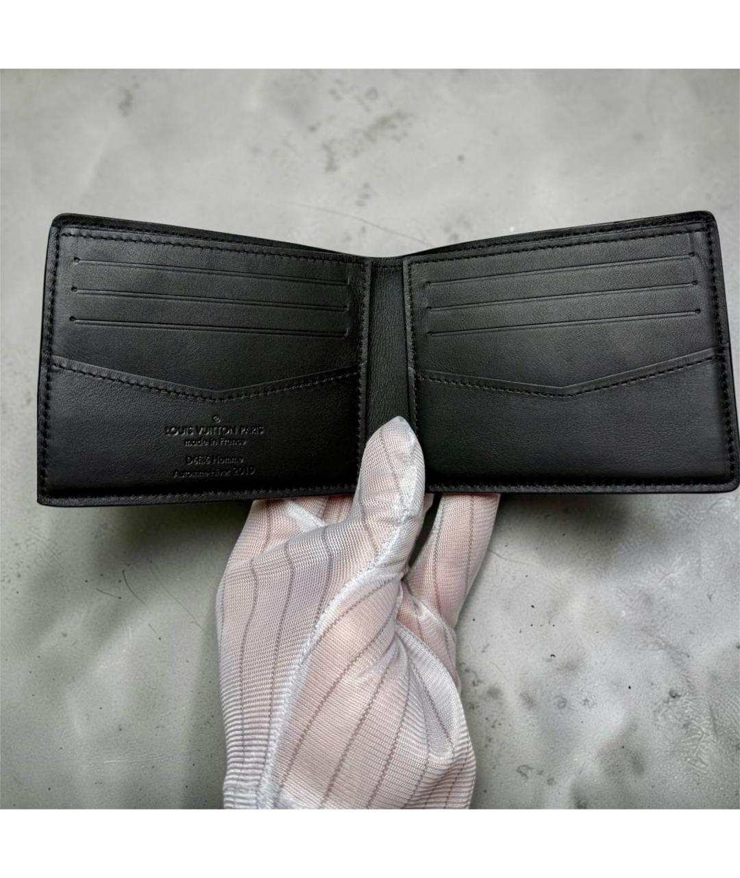 LOUIS VUITTON Черный кожаный кошелек, фото 3