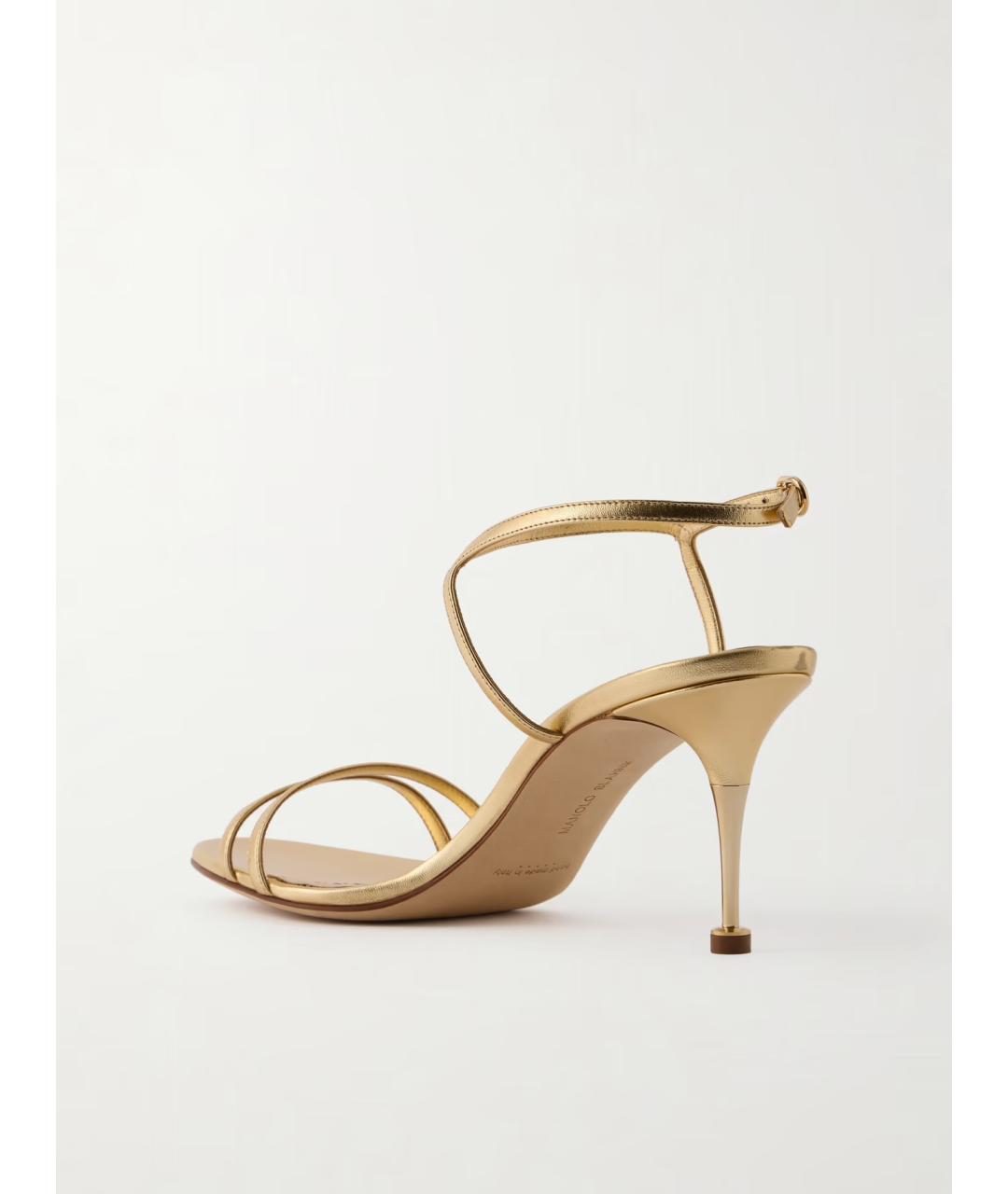 MANOLO BLAHNIK Золотые кожаные босоножки, фото 5