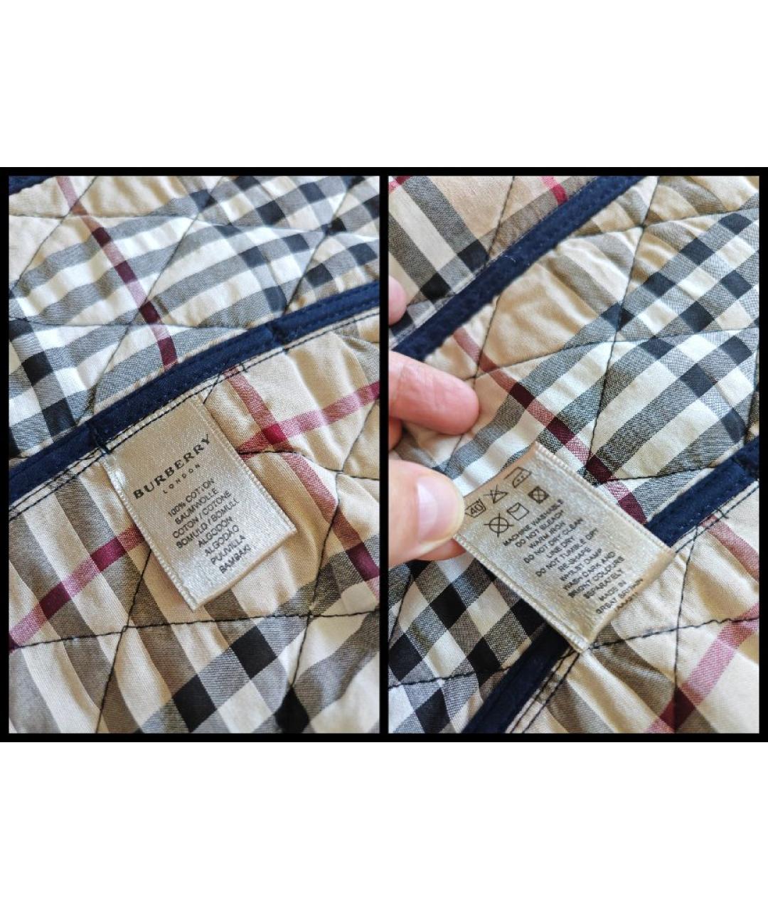 BURBERRY Синее хлопковое пальто, фото 6