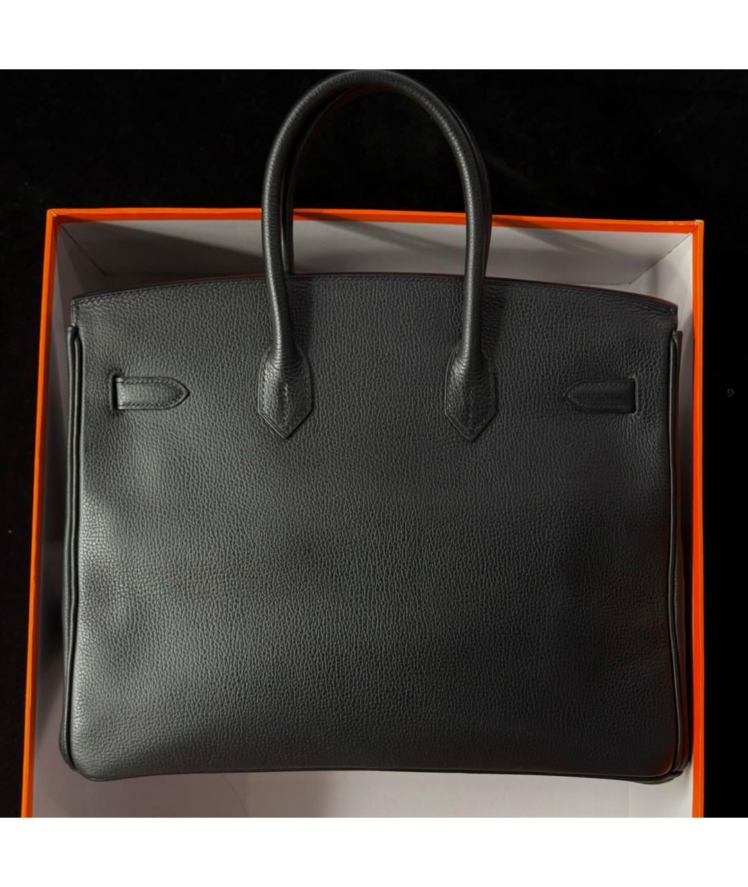 HERMES Черная кожаная сумка тоут, фото 2
