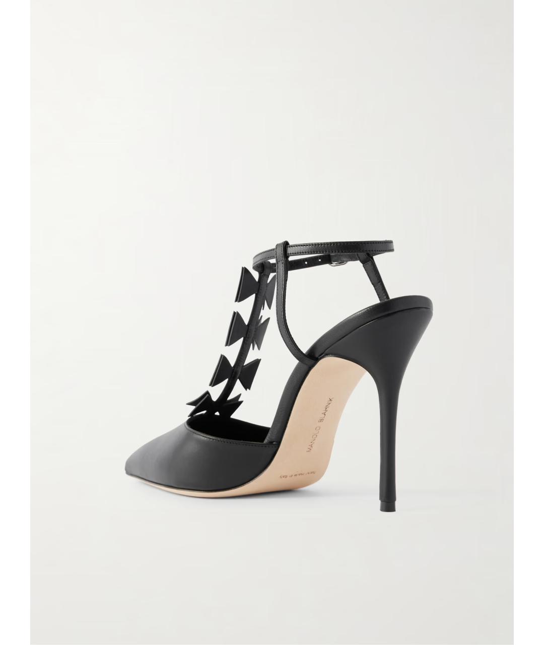 MANOLO BLAHNIK Черные кожаные туфли, фото 4